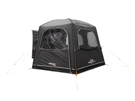 A Grey Vango air awningwith 1 mesh window and 1 pvc window, shown on a white background