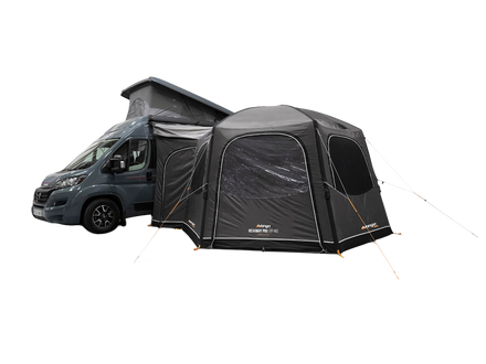 A Grey Vango air awning attached to the side of a campervan, shown on a white background