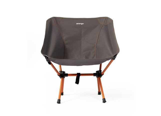 Portable camping chair with a gray cover on a white background