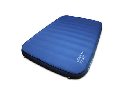 Blue inflatable mattress on a white background