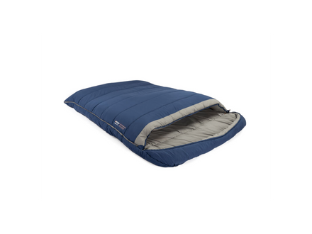 Blue sleeping bag on a white background