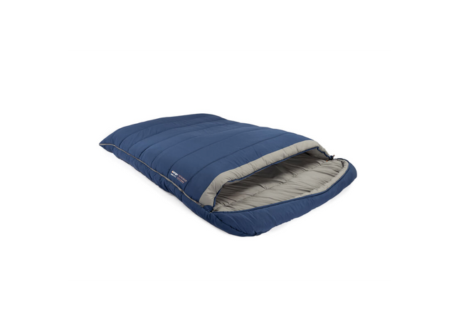 Blue sleeping bag on a white background