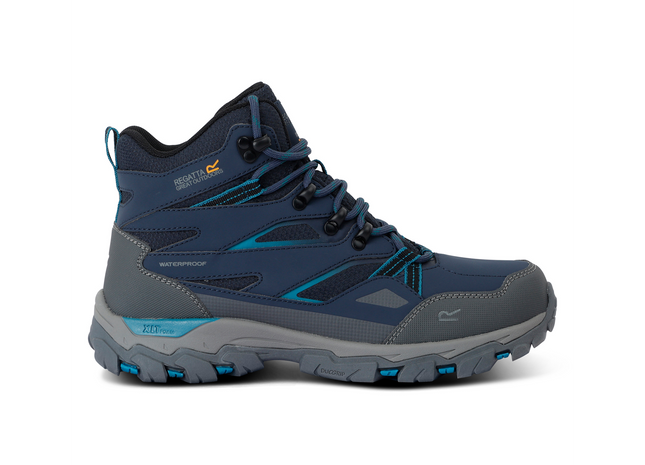 Regatta hiking mid boots in blue on a white background
