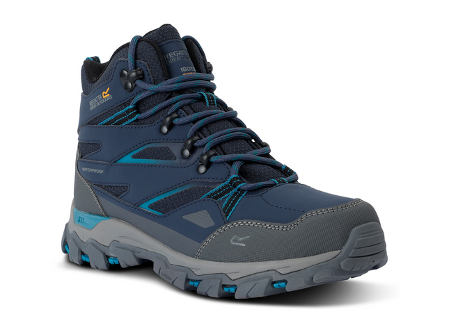 Regatta hiking mid boots in blue on a white background