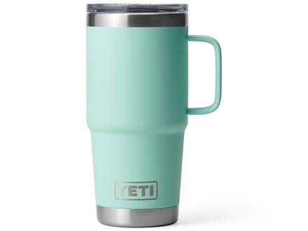 Mint green YETI mug with handle on a white background