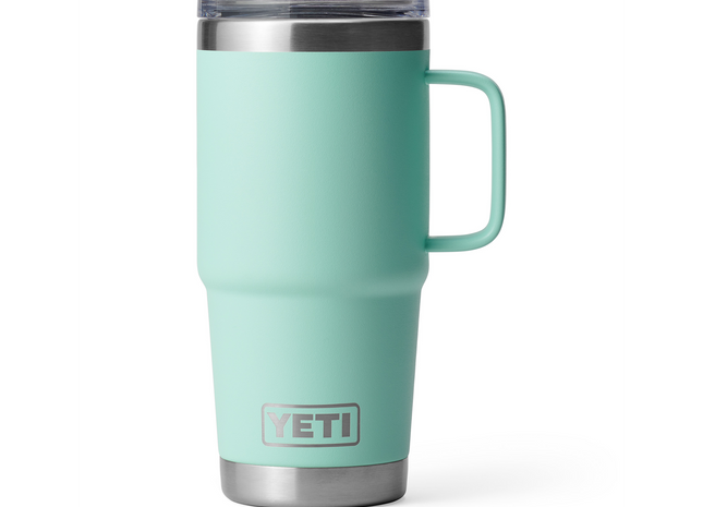 Mint green YETI mug with handle on a white background