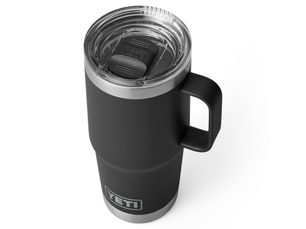 Black YETI mug with handle on a white background