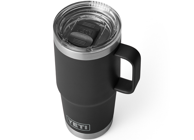 Black YETI mug with handle on a white background