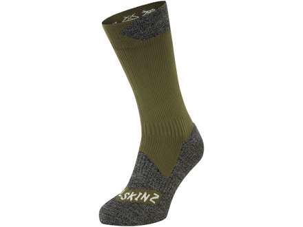 Green and gray sock with brand logo on a white background
