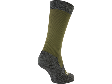 Green and gray sock on a white background