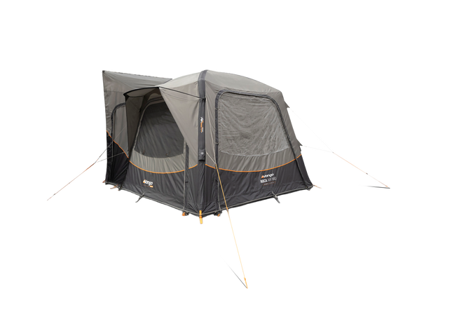 A dark grey awning, shown against a solid white background.