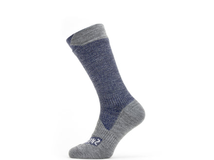 Gray and blue sock on a white background