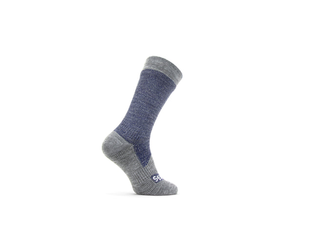 Gray and blue sock on a white background