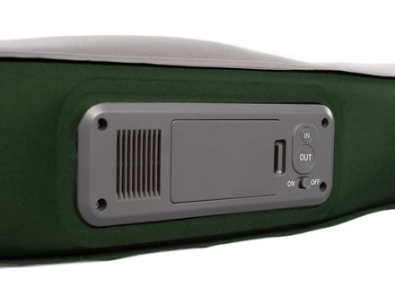 internal batterey for air pump on an air mattress on a white background