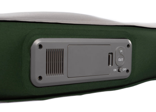 internal batterey for air pump on an air mattress on a white background