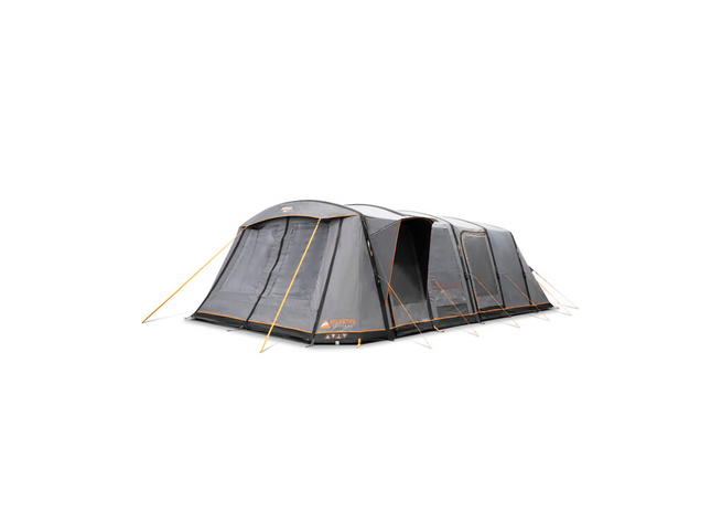 Camping tent with mesh sides on a white background