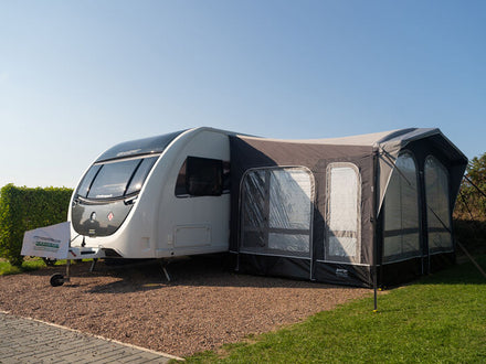 Vango Riviera 330 awning on Caravan- side