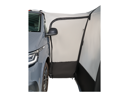 indide view of the tunnel area of a drive away awning attached to a campervan