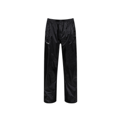 Black waterproof pants with a small white logo on the left thigh, displayed flat against a solid white background.