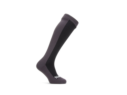 Black knee-high sock on a white background