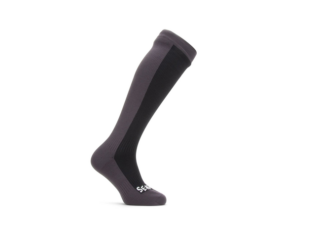 Black knee-high sock on a white background