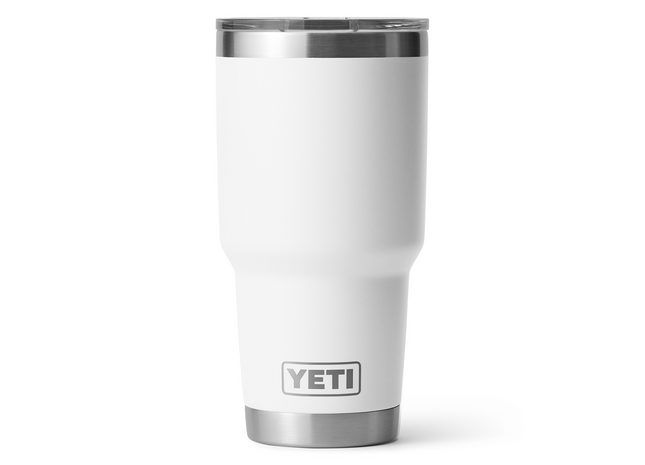 White YETI tumbler on a white background
