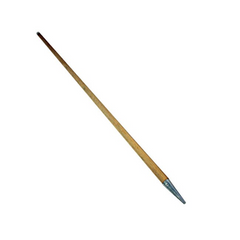 Long wooden rod with a metal tip on a white background