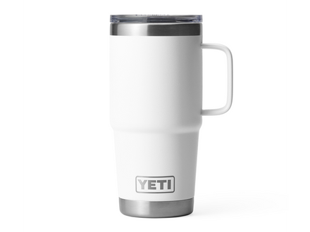 White YETI mug with a silver lid 