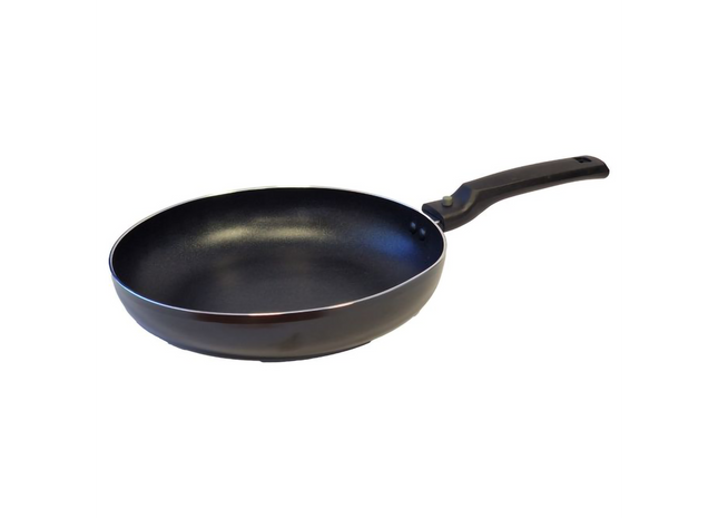 Black frying pan on a white background